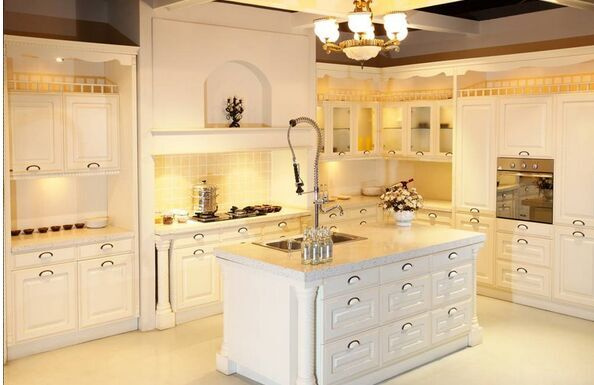 American Style Solid Wood White Kitchen Cabinet