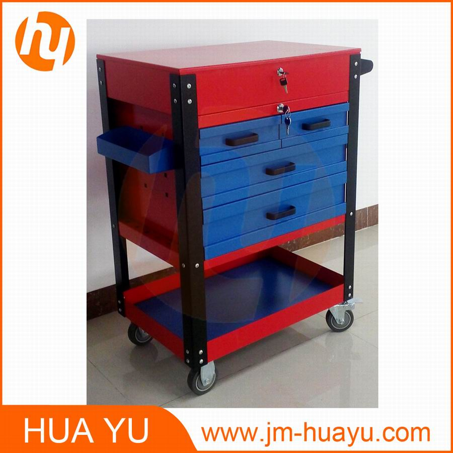 26-Inch Professional 6 Drawer Auto Parts Rolling Tool Cabinet (Blue and Red)