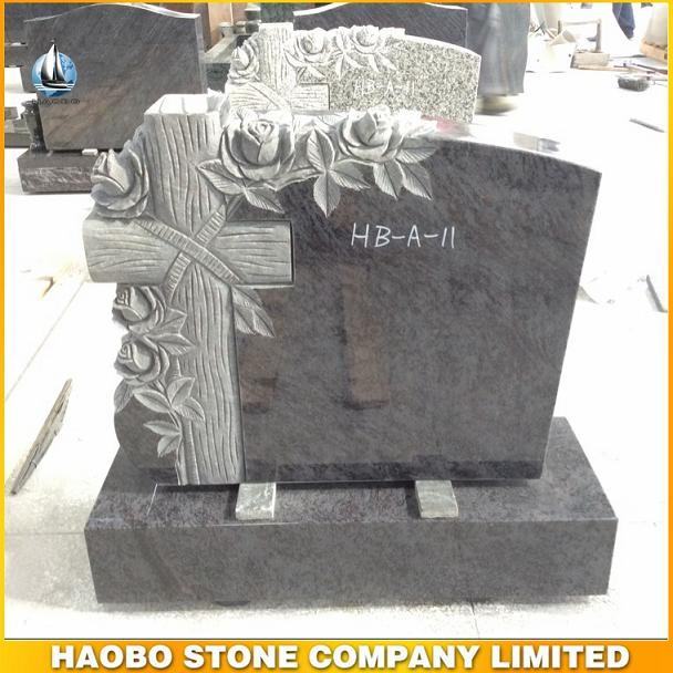 Bahama Blue Granite Cross Tombstone Design