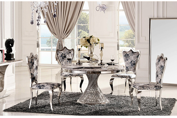 Round Glass Dining Table Set Room Furniture Modern Di ning Table Set