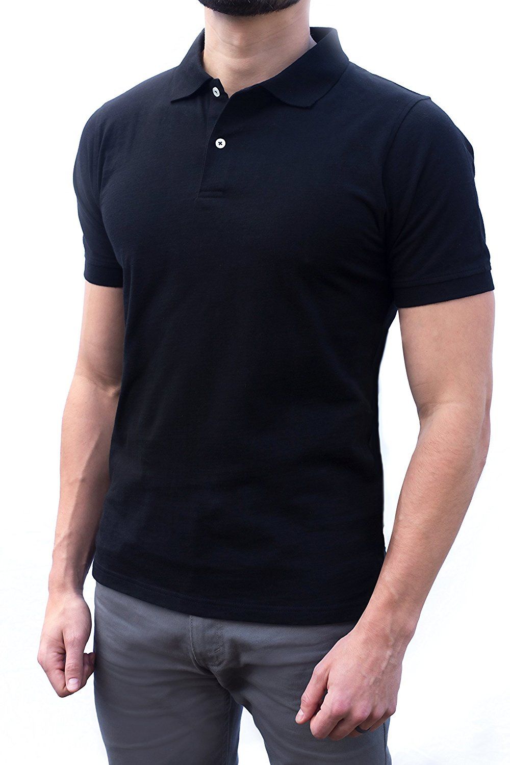 Comfortable Collared Men Plain Slim Fit Polo Shirt Top Tee