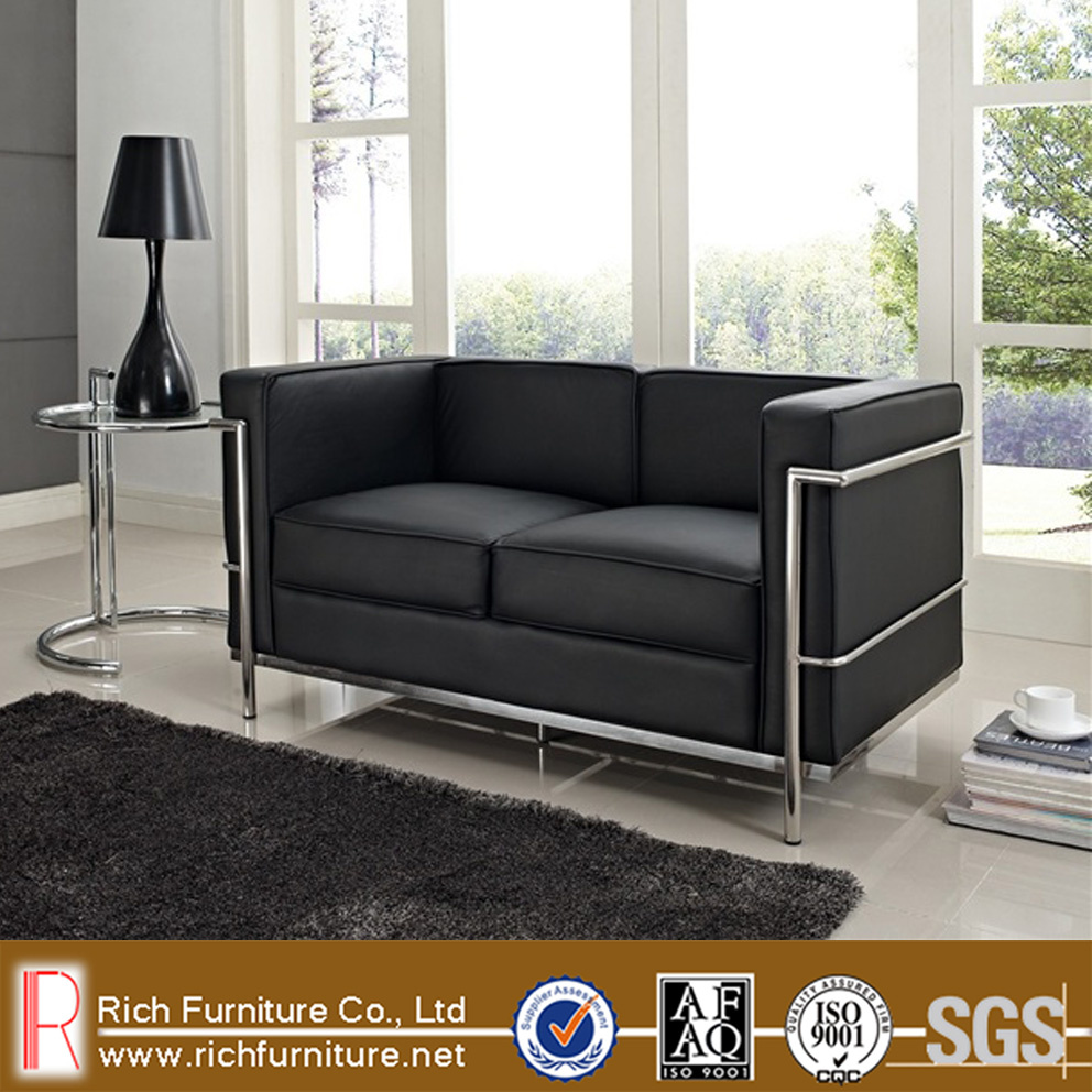 Modern Stainless Frame Leather LC Sofa for Office (LC2)