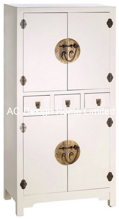 Antique Traditional Chinese Style Wooden Cabinet W/4 Doors & 4 Drawers