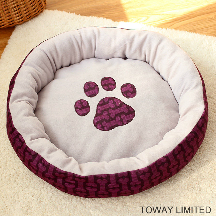 Dog Supply Paws Emborider Bones Printing Circle Pet Beds