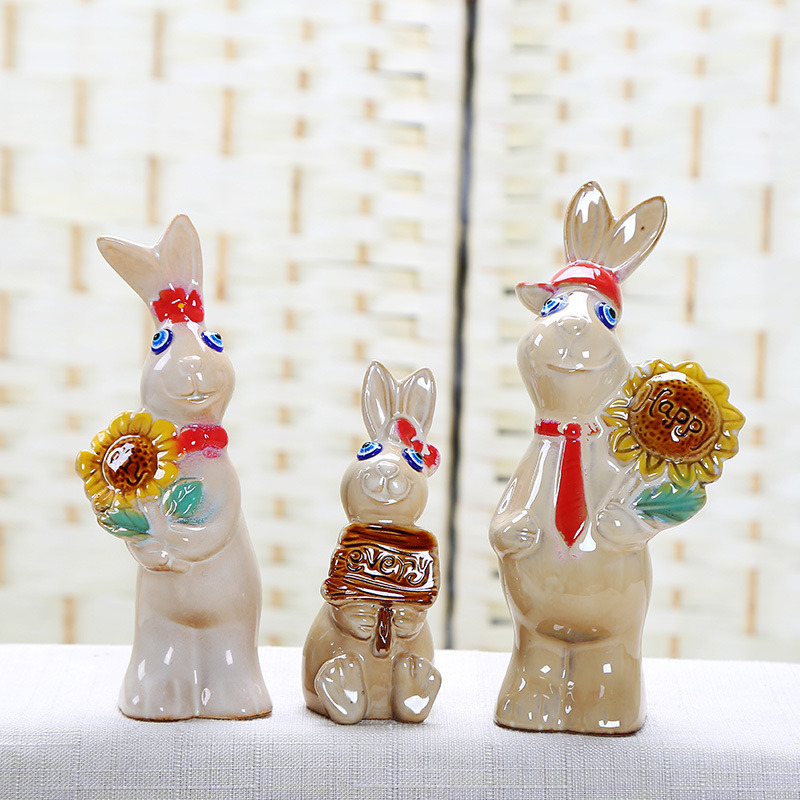 Home Decoration Crafts Rabbit Family Decor Ornament Concise Fashion