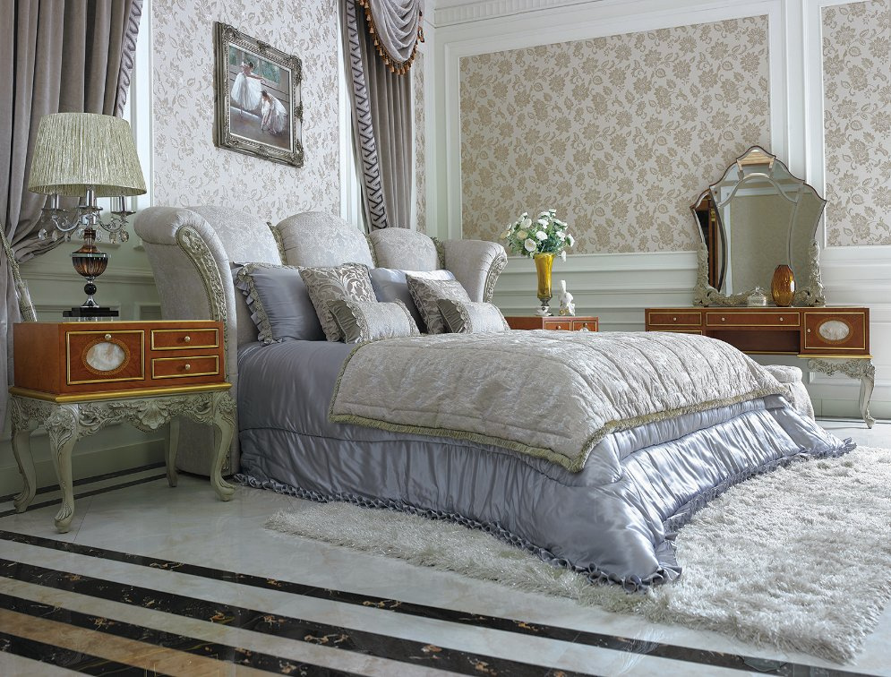 0066 European Antique Bedroom Furniture Solid Wooden Carving Furniture