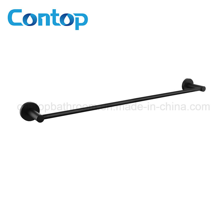 Round Design Solid Brass Matte Black Single Towel Bar