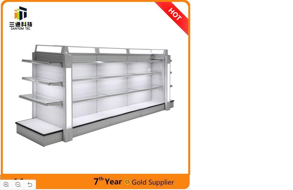 Gondola Supermarket Shelf with Fence