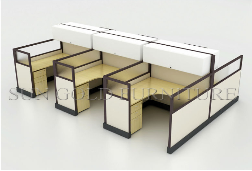 Modular Office Workstation, Wooden Cubicle Table with Overhead Cabinet (sz-ws140)