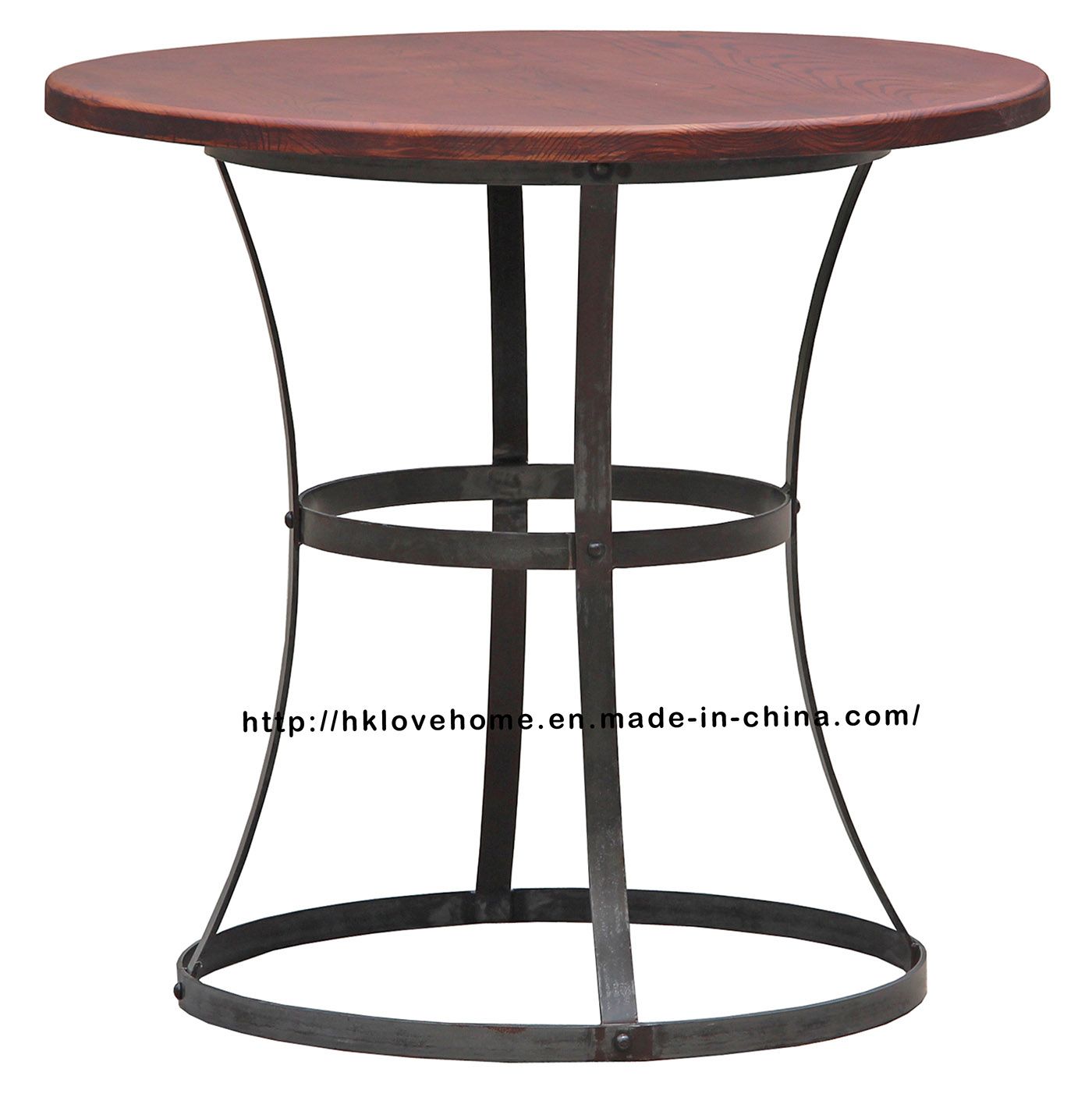 Modern Industrial Round Metal Dining Restaurant Vintage Wooden Table