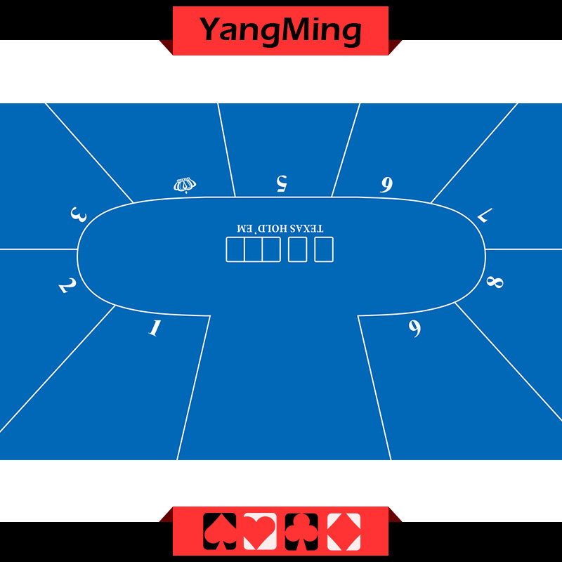 100% Polyester Fabric Standard Poker Table Layout Texas Holdem Poker Oval Table Layout - 10p Blue Color (YM-DZ01B1)