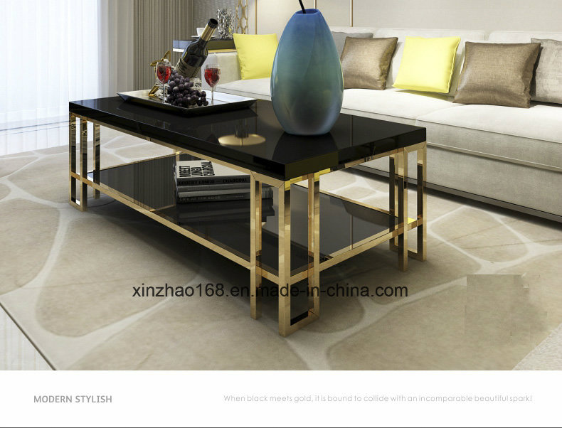 DIY Small Carton Glass Table Stainless Steel Tea Table