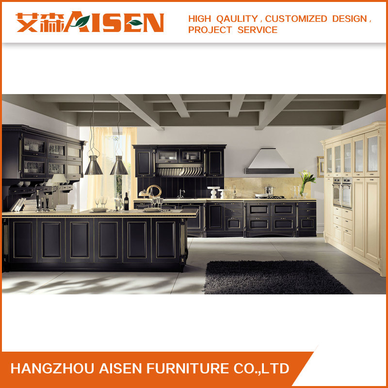 2017 Hot American Solid Wood Kitchen Cabinet with Island