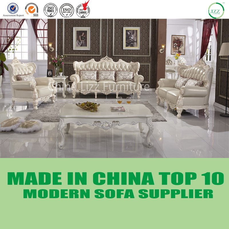 Fancy Light Color Home Furniture Neoclassical Leather Sofa
