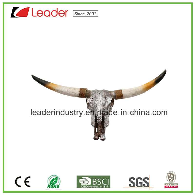 Polyresin Bull Skull Head Sculpture Figurine for Home and Wall Decoration
