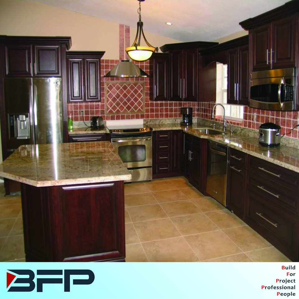 American Cherry Solid Wood Kitchen Cabinet Design