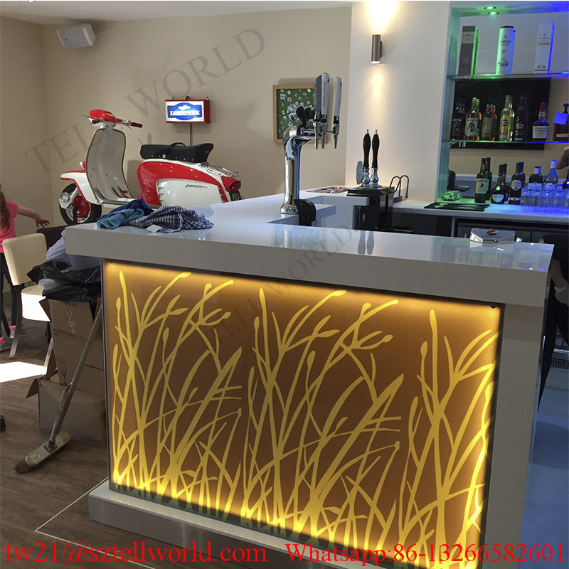 Customized Ready Made Curved Home Color Changing LED Modern Bar Counter Design