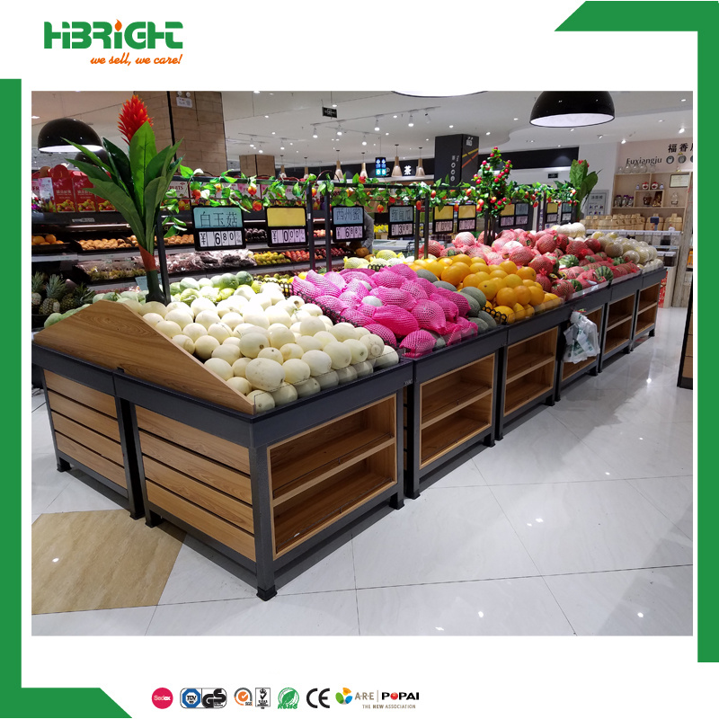 Hypermarket Wood Fruit Stand Rack
