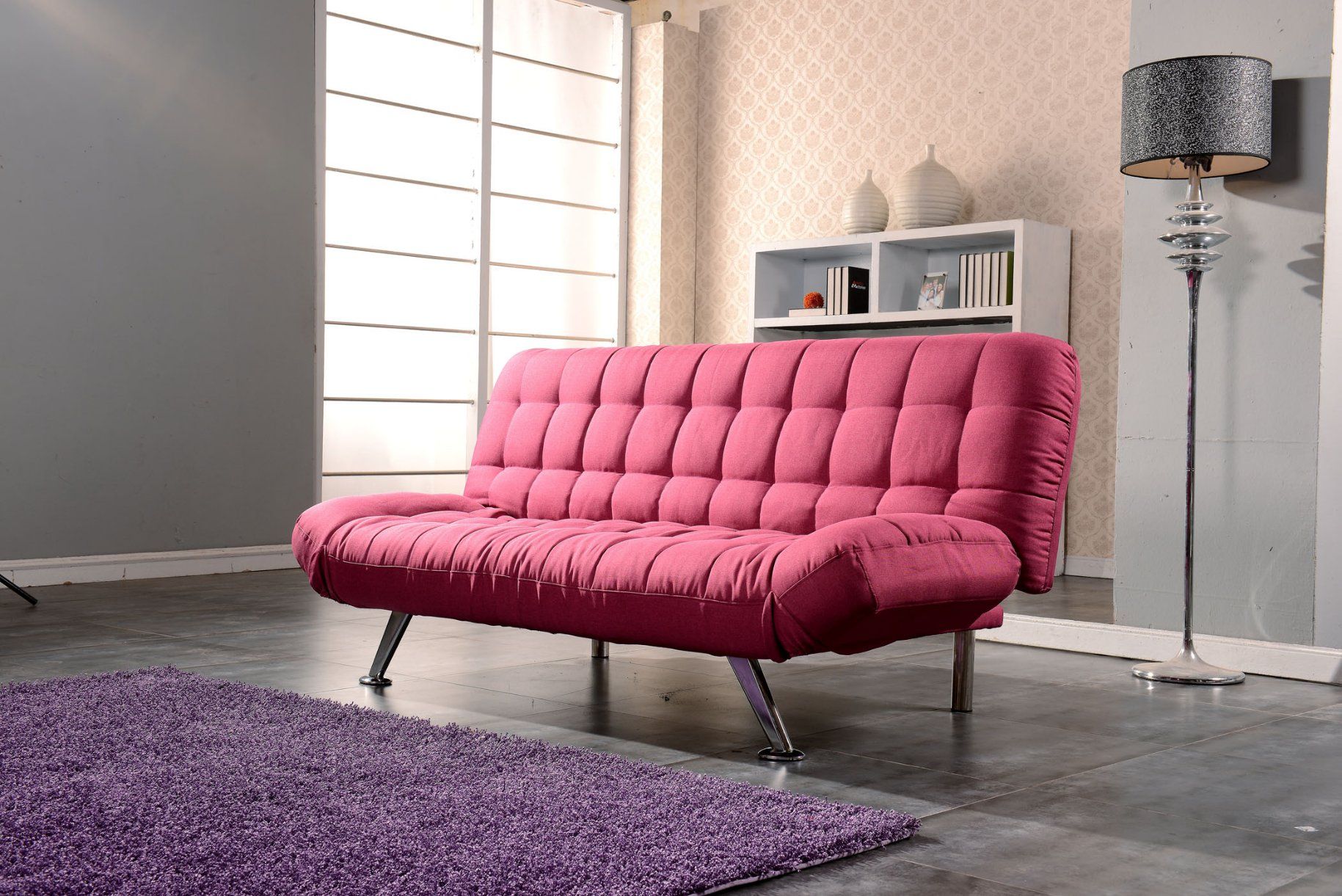Simple 2 Folded Fabric Sofa Bed for Living Room