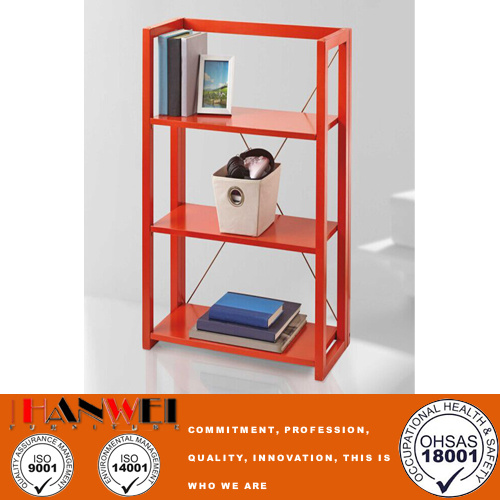 Colorful Red Black Pine Wooden Folding Bookshelf Living Room Furniture Wooden Furniture