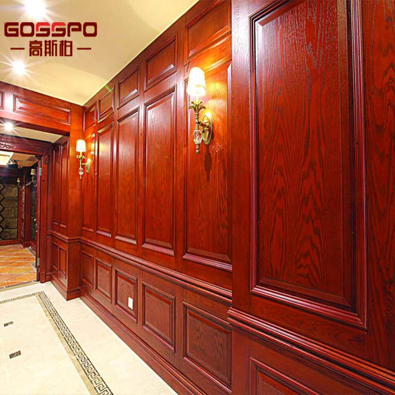 Villa Luxury Living Room Interior Wood Wall Panel (GSP11-007)