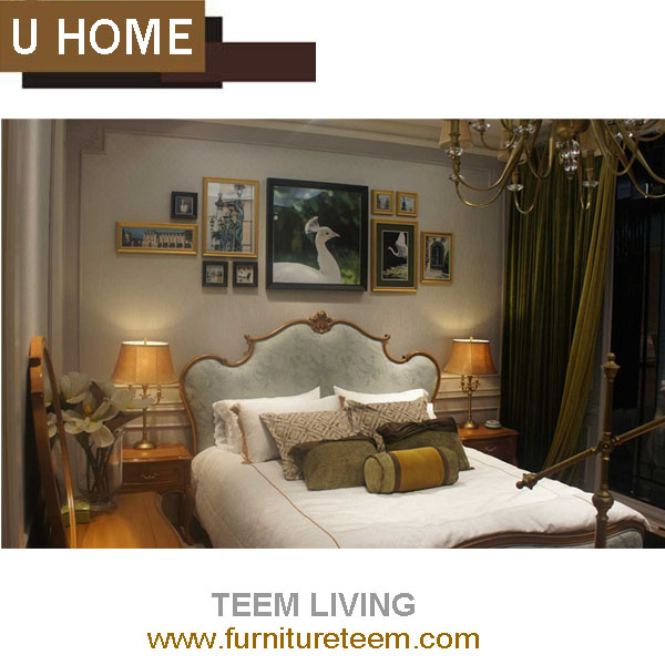 Antique Home Furniture Royal Bedroom King Size Bed Set