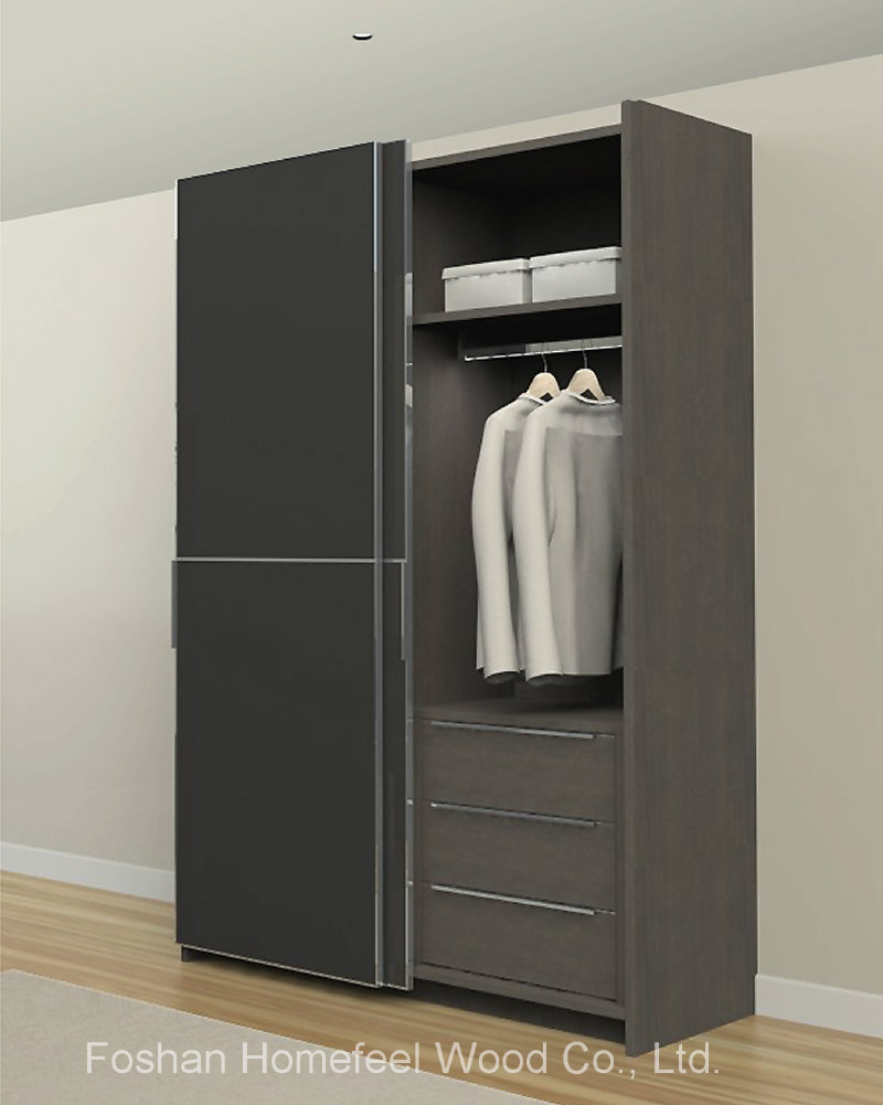 UV Gloss 2 Doors Offset Sliding Door Bedroom Wardrobe (HF-SL01)