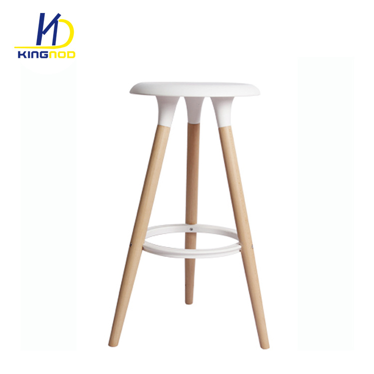 Wooden Legs ABS Plastic Seat Bar Stool High Chairs