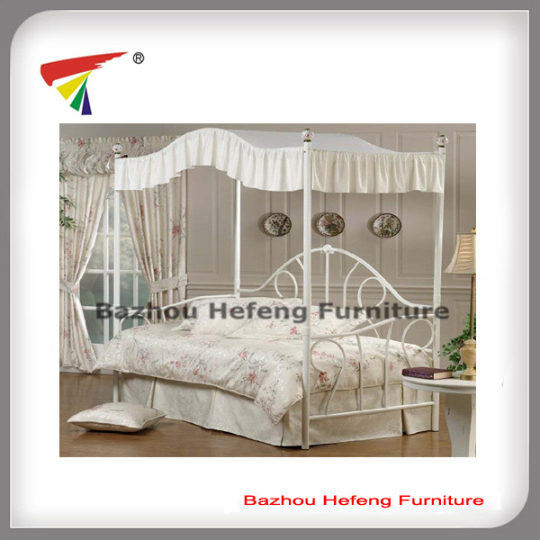 White Metal Single Bed Canopy/Day Bed for Home Furniture (dB004)