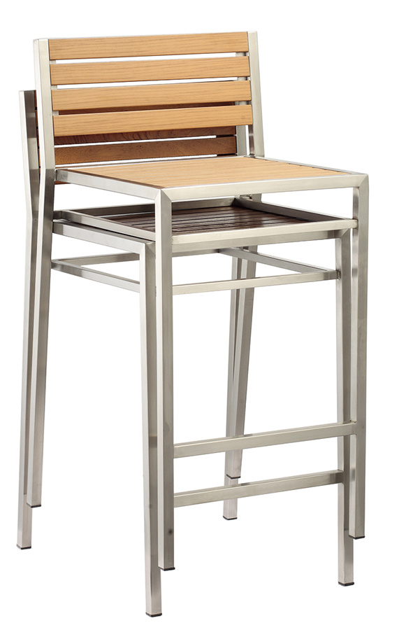 Stainless Steel Poly Wood Outdoor High Bar Chair