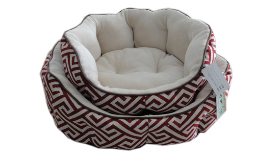 Jacquard and Flannel Dog Bed