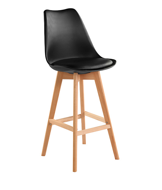 Black Chair Wood Vintage Bar Stool