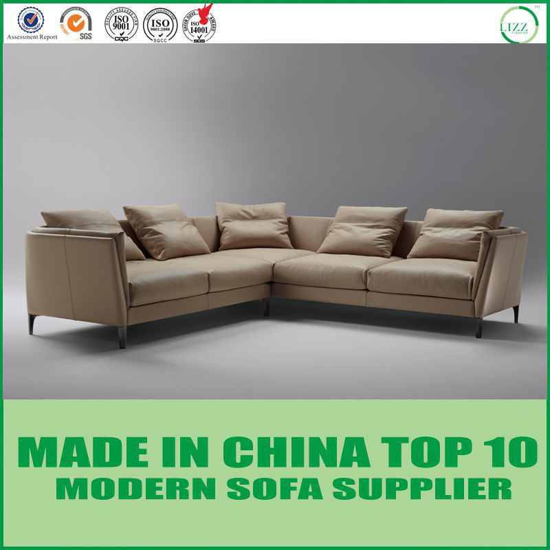 Nordic Design Modern Genuine Leather Feather Corner Sofa