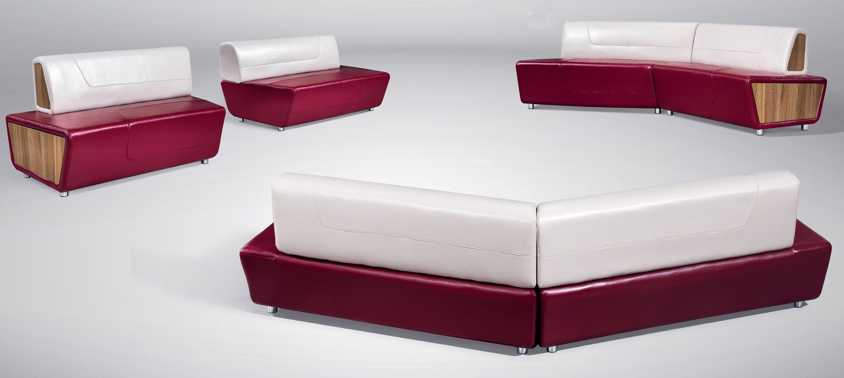 Modern Wooden Office Hotel Lobby Leisure Leather Sofa