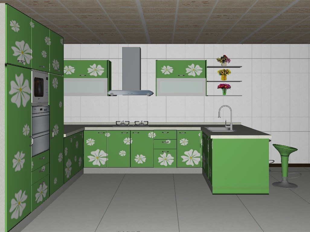 Kitchen Cabinet With UV High Glossy Color Painting (ZH-008)