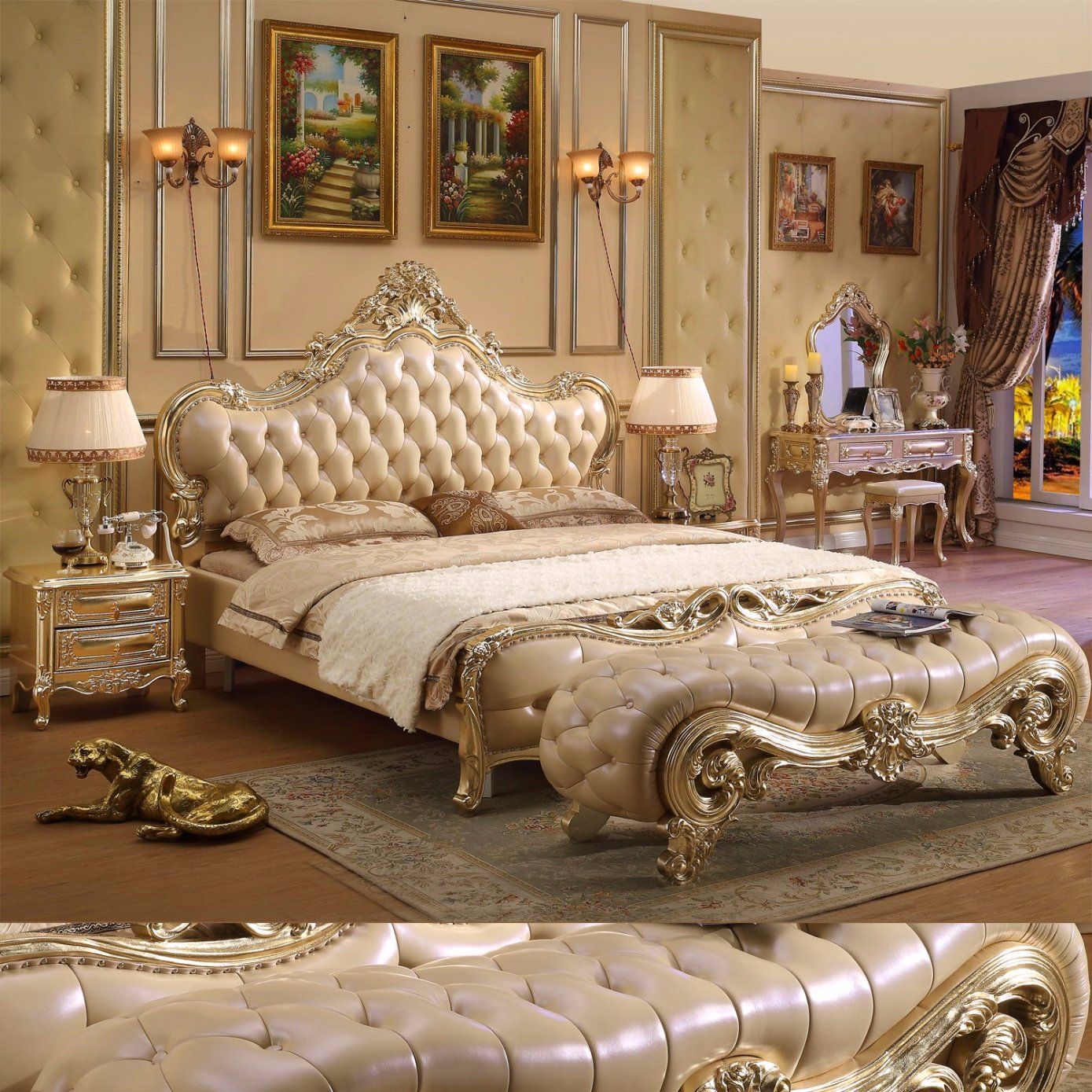Wood Bedroom Furniture with Wood Double Bed and Cabinet (A06)