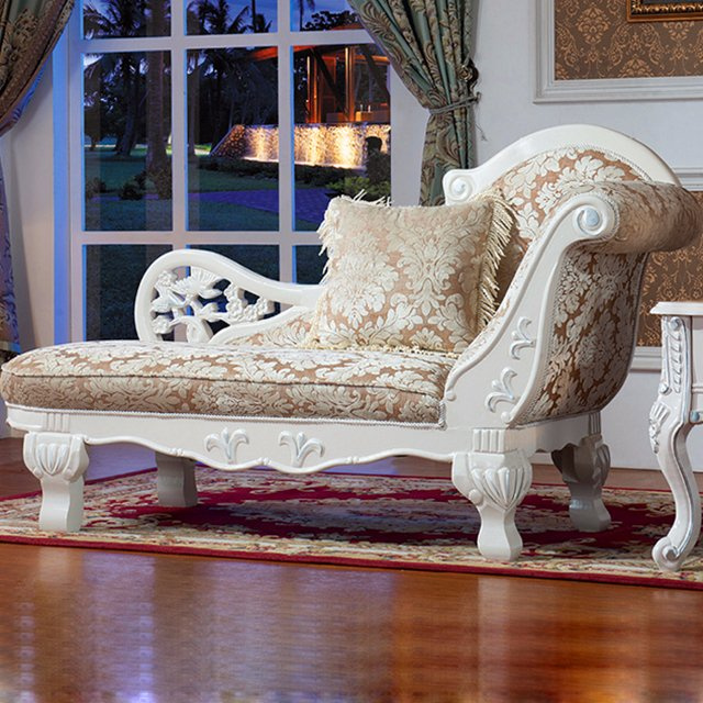 Wood Chaise Lounge with Viriously Sofa Fabric Color (90)