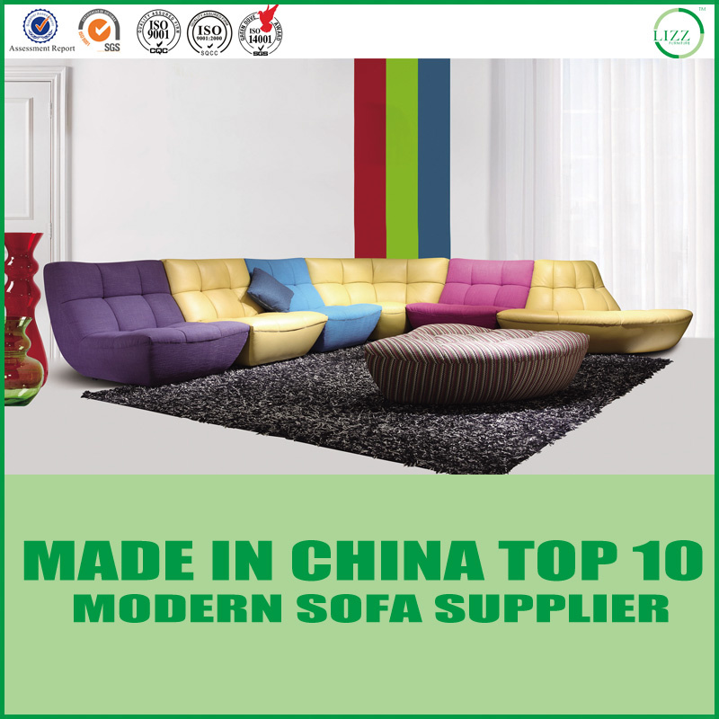 Modern Living Room Furniture Leather and Fabric Leisure Sofa