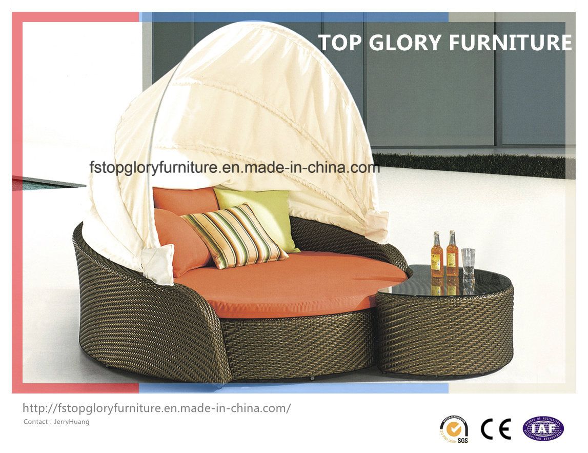 Outdoor Beach Garden Furniture Rattan Sunbed Disassemble Daybed (TGLU-07)