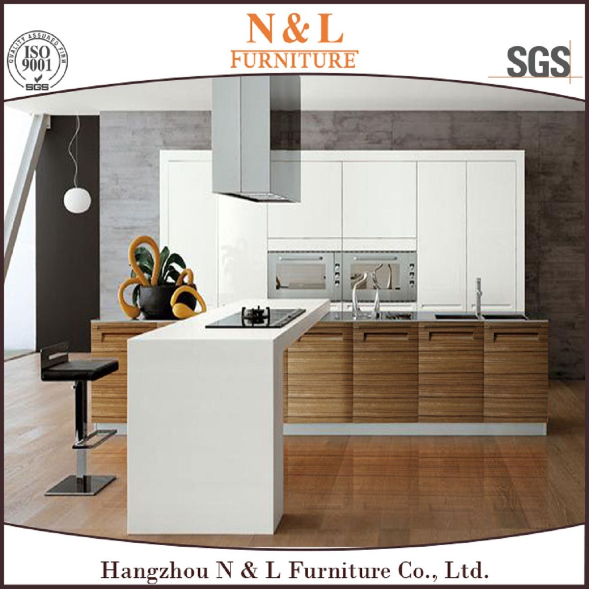 Custom Home Furniture Manufacture MDF Wood Veneer Kitchen Furniture