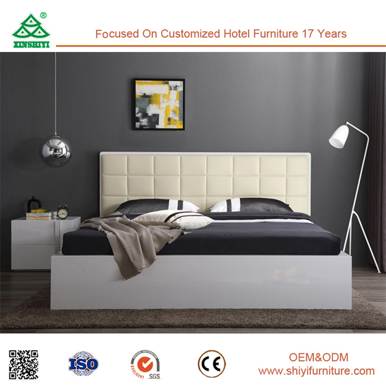 Modern Queen Size Extendable Headboard Double Wooden Bed