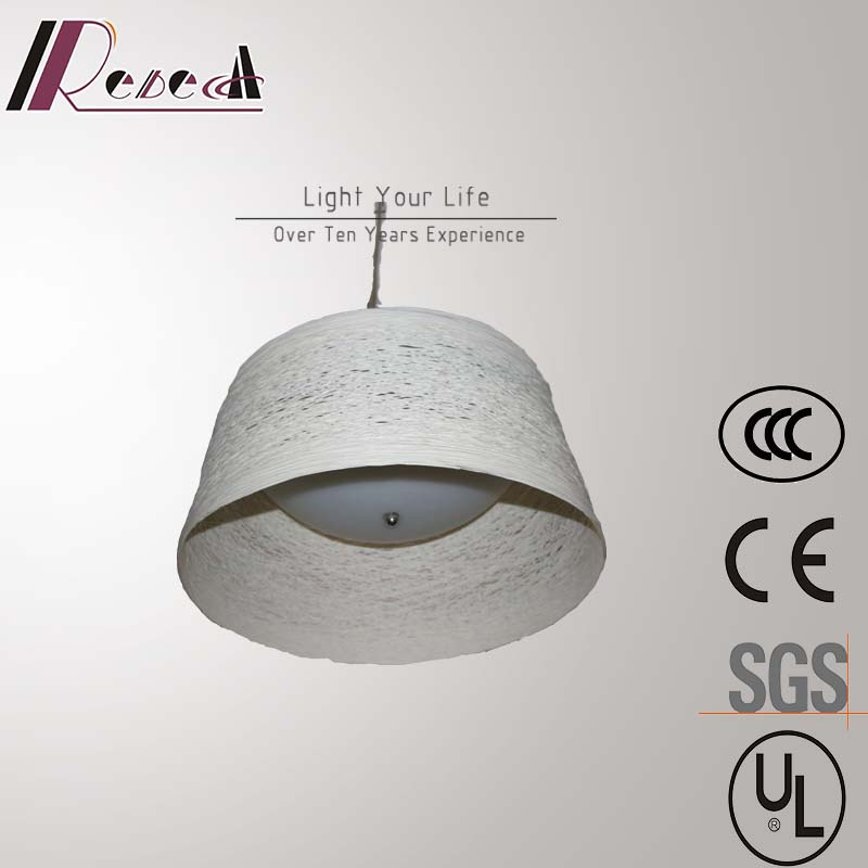 Chinese Style Opal White Rattan Round Pendant Lamp for Hotel