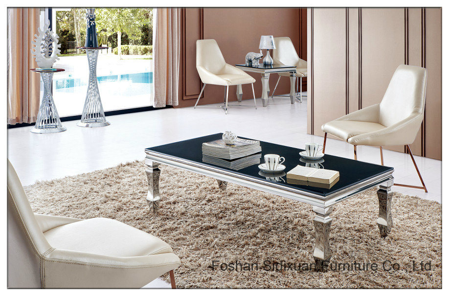 Modern Chinese Furniture Stainless Steel Glass Coffee Table