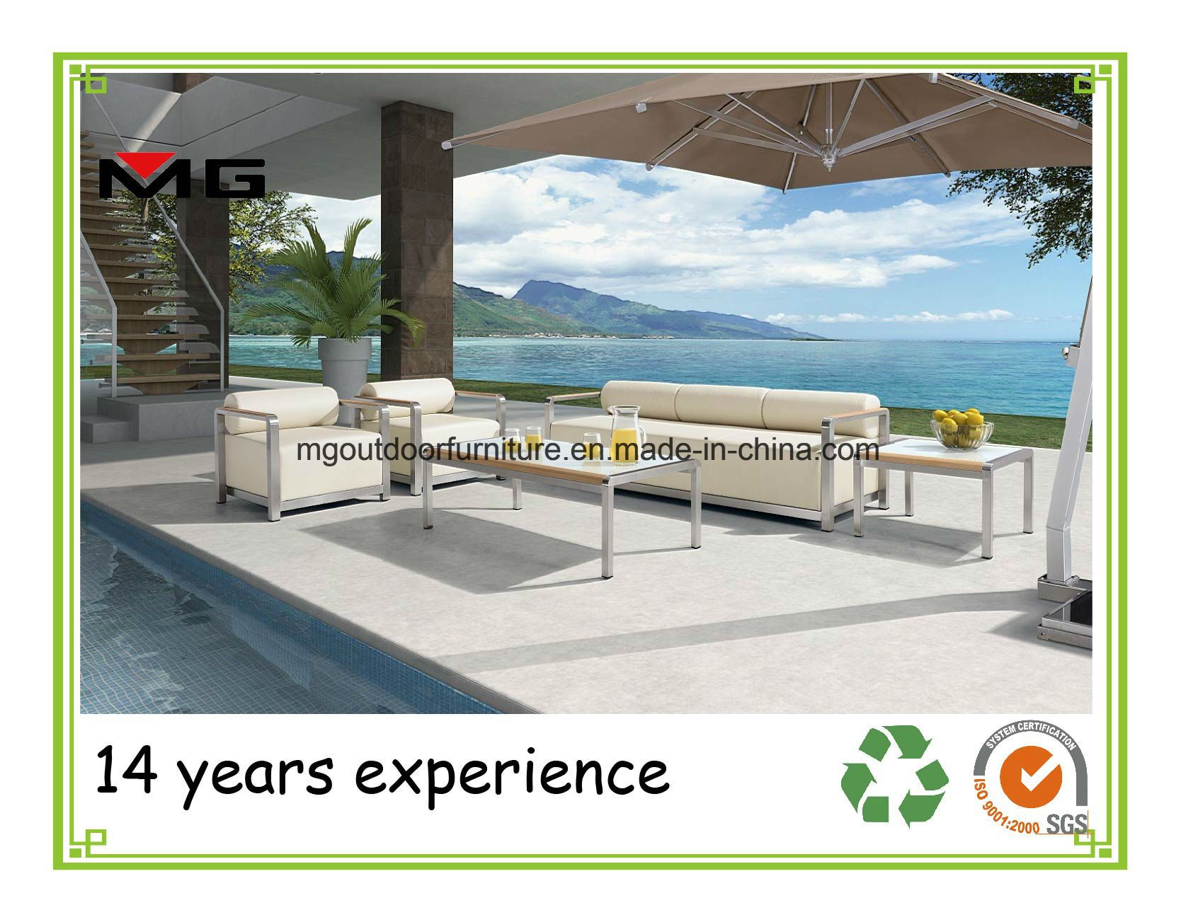 Moden Garden Furniture Outdoor Sofa Set with Stainless Steel Frame