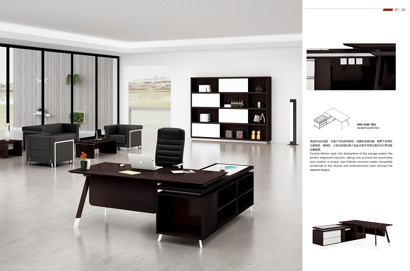 Modern Design Executive L Shape Office Work Table Office Furniture Executive Table (H80-0169)