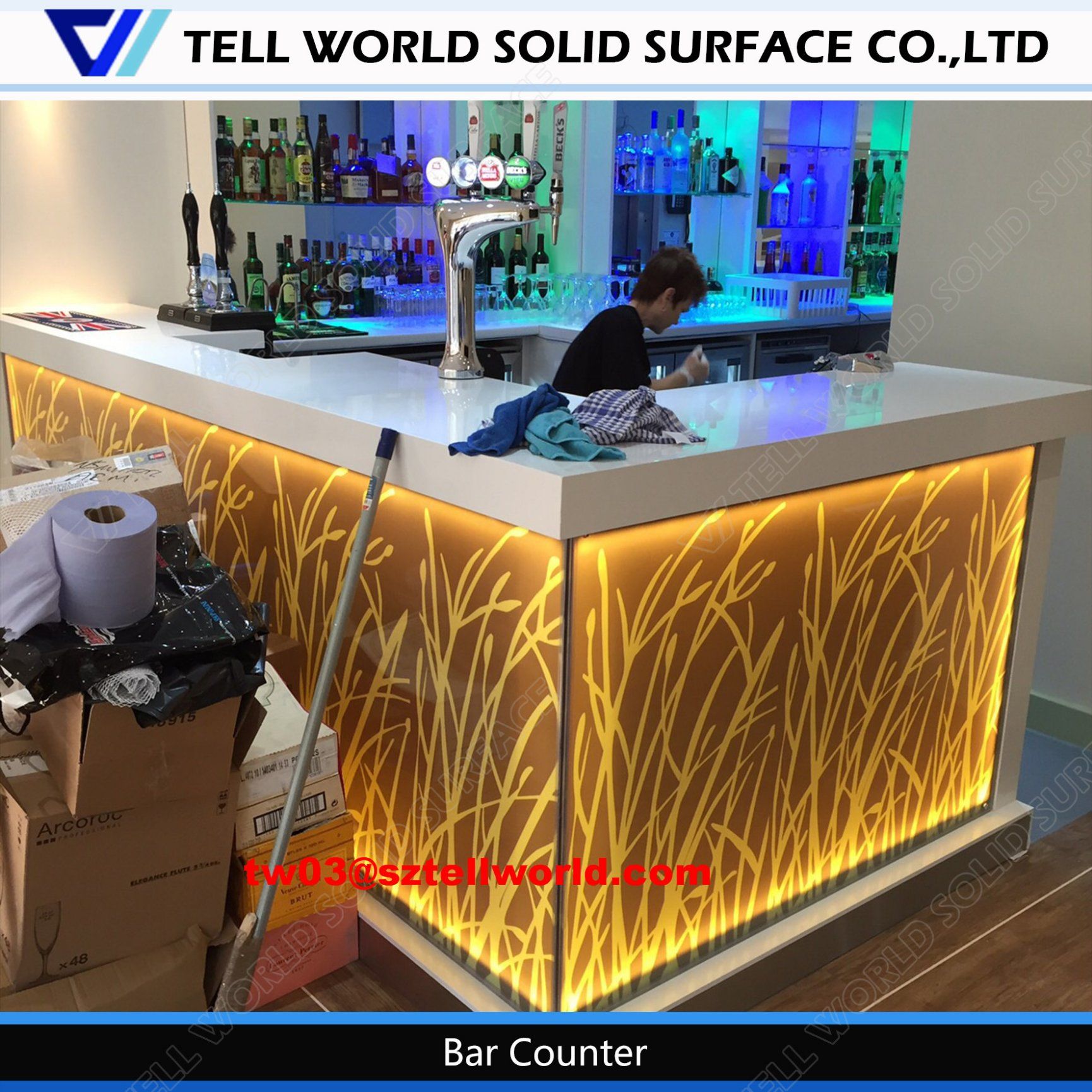 Modern Kfc Shop U Shaped Salad Cafe Bar Night Club Bar Counter Design