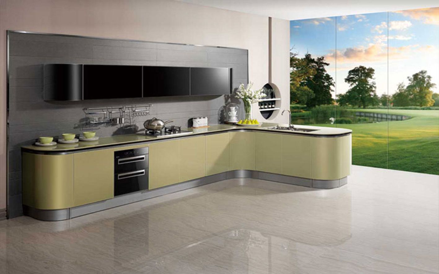 Lacquer High Gloss in 2 Pack Kitchen Cabinets (zz-023)