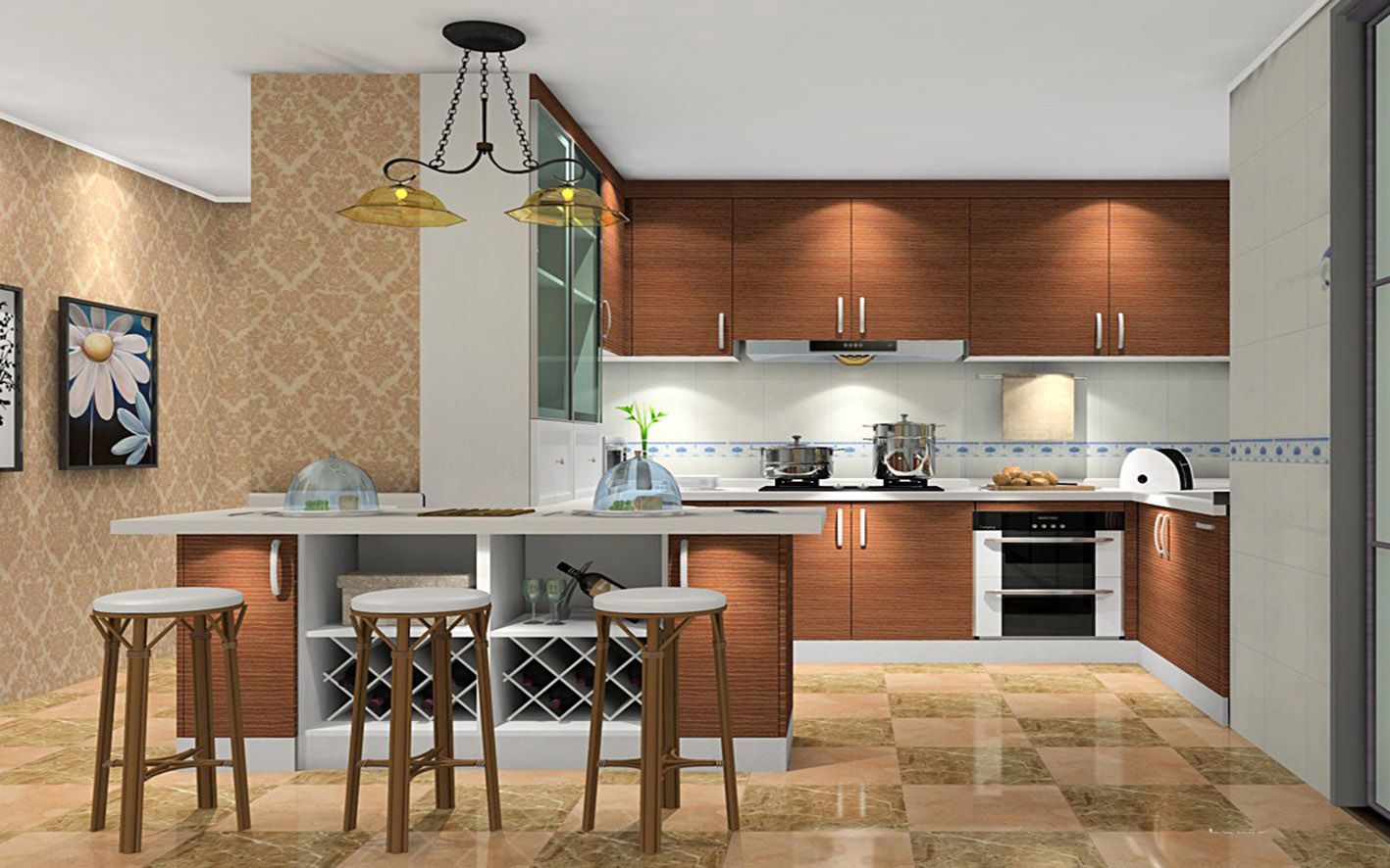 Melamine U-Shaped Kitchen Cabinet (zg-028)