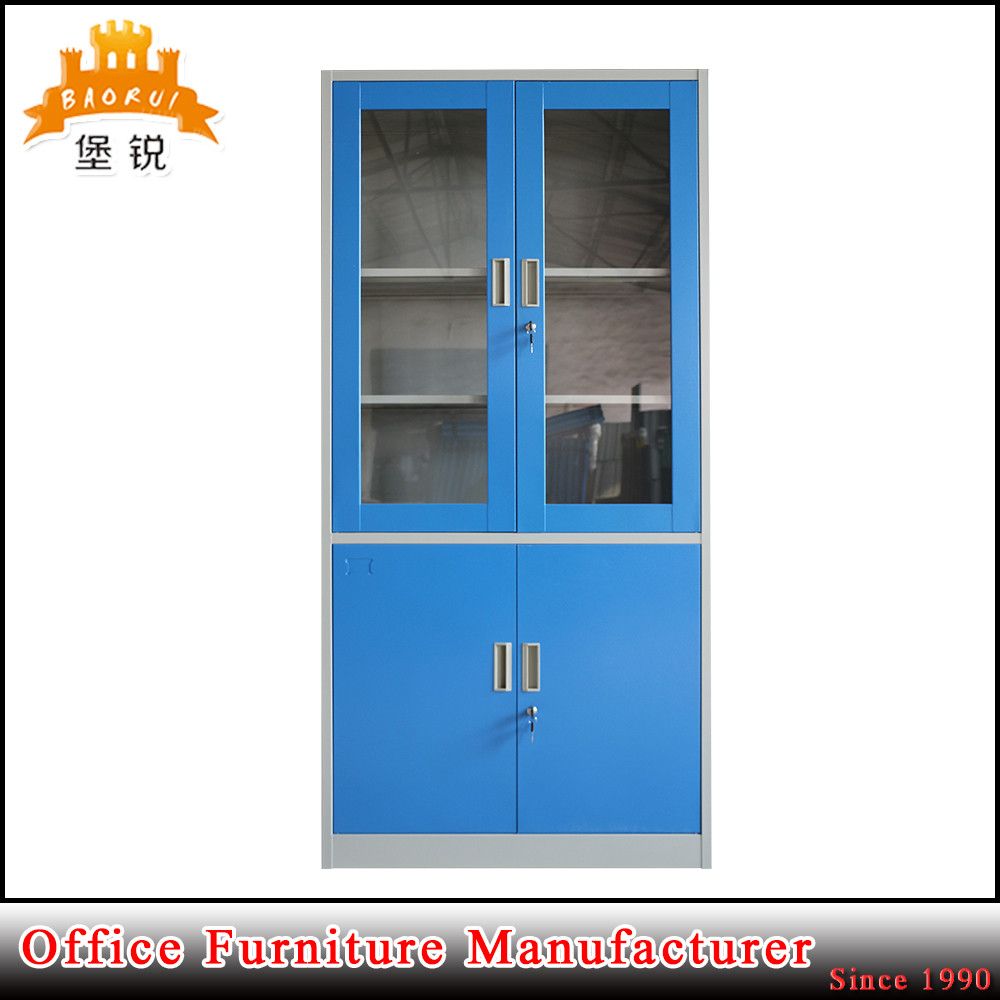 Modern Design Blue Durable Library Glass Book Storage Bookcase