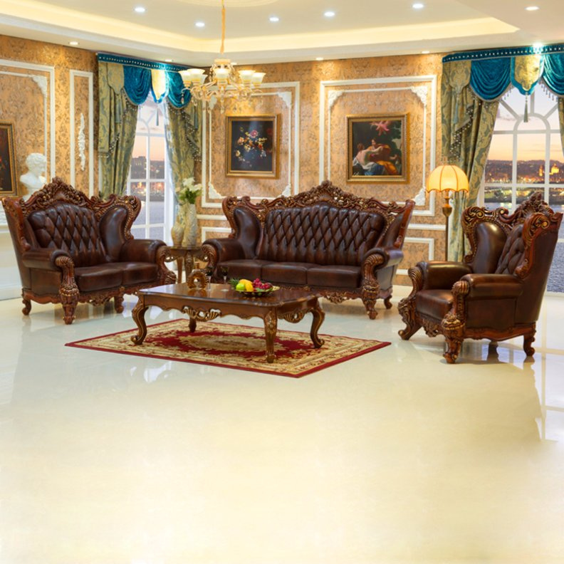 Wood Leather Sofa Chair for Living Room Furniture (513A)